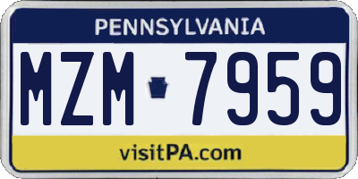 PA license plate MZM7959