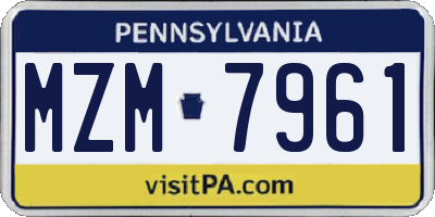 PA license plate MZM7961
