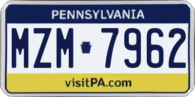 PA license plate MZM7962