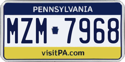 PA license plate MZM7968