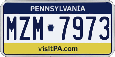 PA license plate MZM7973