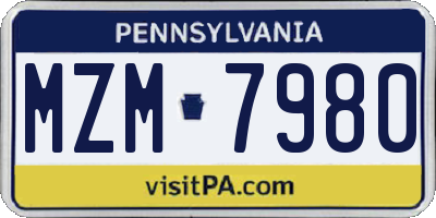 PA license plate MZM7980