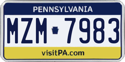 PA license plate MZM7983
