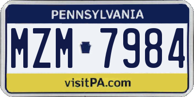 PA license plate MZM7984