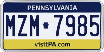 PA license plate MZM7985