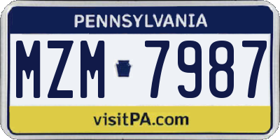 PA license plate MZM7987
