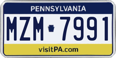 PA license plate MZM7991
