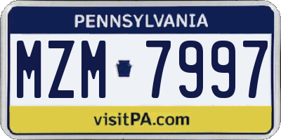 PA license plate MZM7997