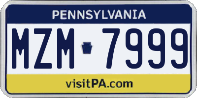 PA license plate MZM7999