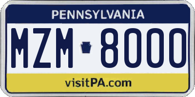 PA license plate MZM8000