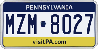 PA license plate MZM8027