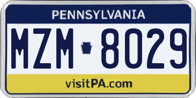 PA license plate MZM8029