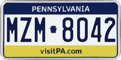 PA license plate MZM8042