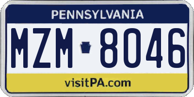PA license plate MZM8046