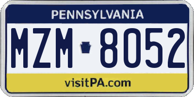 PA license plate MZM8052