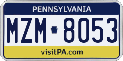 PA license plate MZM8053