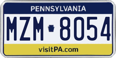 PA license plate MZM8054