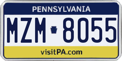 PA license plate MZM8055