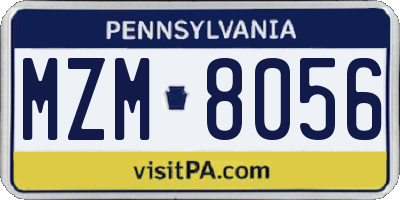 PA license plate MZM8056