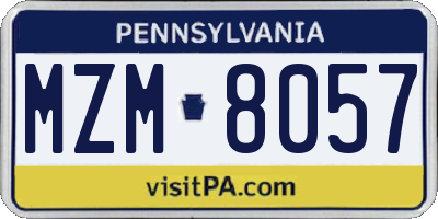 PA license plate MZM8057