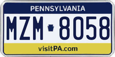 PA license plate MZM8058