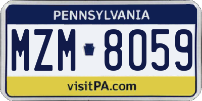 PA license plate MZM8059