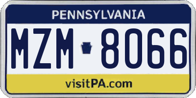 PA license plate MZM8066