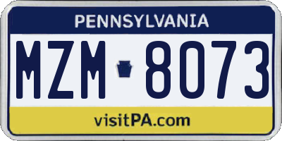 PA license plate MZM8073