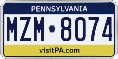 PA license plate MZM8074