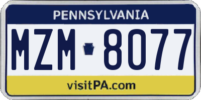 PA license plate MZM8077