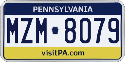 PA license plate MZM8079