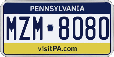PA license plate MZM8080