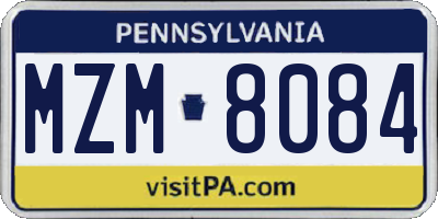 PA license plate MZM8084