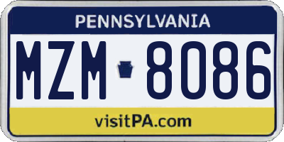 PA license plate MZM8086