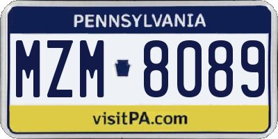 PA license plate MZM8089