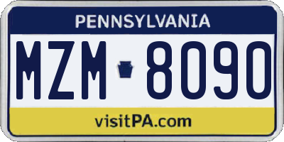 PA license plate MZM8090