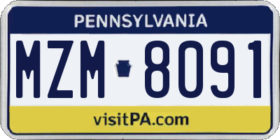 PA license plate MZM8091
