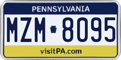 PA license plate MZM8095