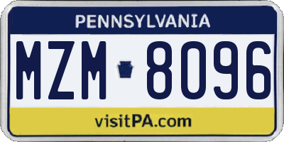 PA license plate MZM8096