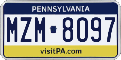 PA license plate MZM8097