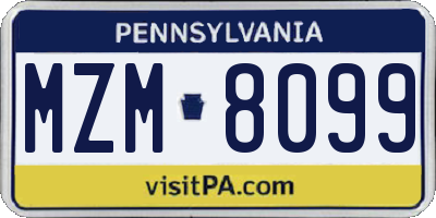 PA license plate MZM8099
