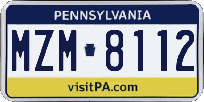 PA license plate MZM8112