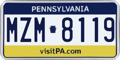 PA license plate MZM8119