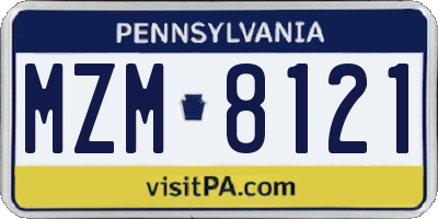 PA license plate MZM8121