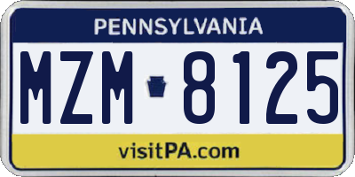 PA license plate MZM8125