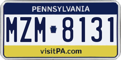 PA license plate MZM8131