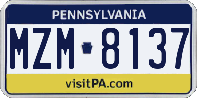 PA license plate MZM8137