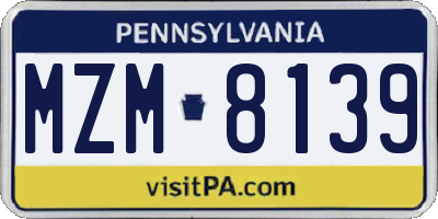 PA license plate MZM8139