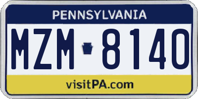 PA license plate MZM8140