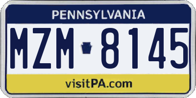 PA license plate MZM8145